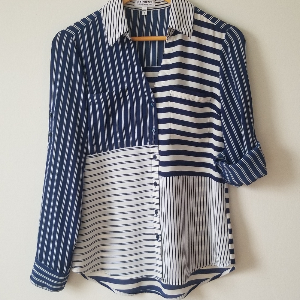 Express - Portofino Shirt - Blue/White Stripes
